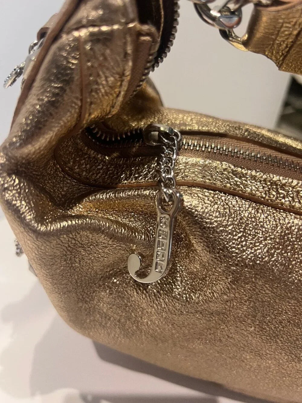 Juicy Couture Metallic Rose gold Leather Small Hobo Bag-Y2K-